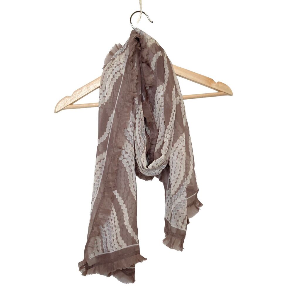 Unbranded Ruffle Edge Scarf Women's Pearl Strand Print All Over Pink Rectangle